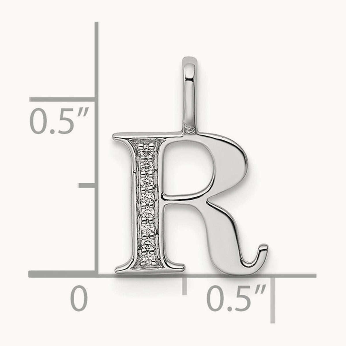 Diamond Letter R Initial Pendant, 14K White Gold