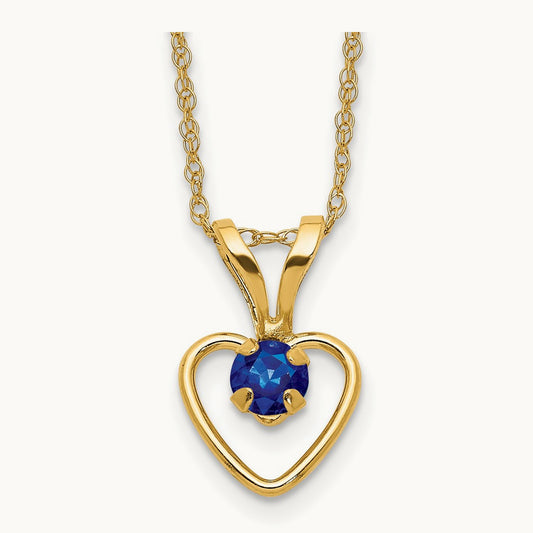 Madi K Sapphire Heart Birthstone Necklace, 3mm, 14K