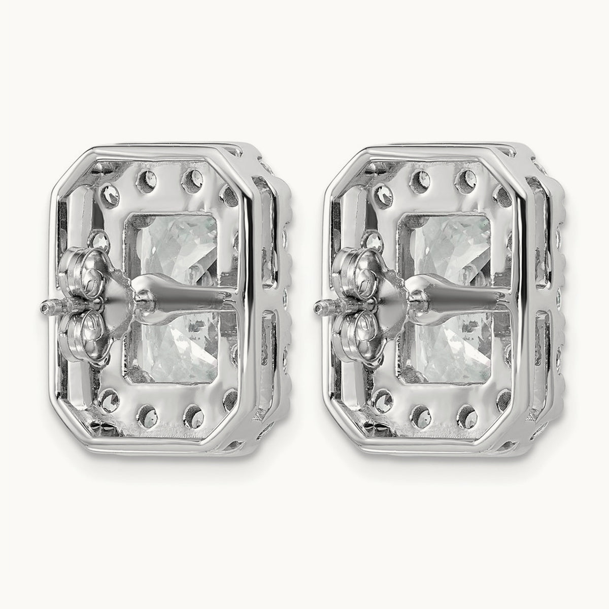 Radiant Halo Post Earrings, 0.50-8.50 ct tw Lab-Grown Diamond — 8 5/8 ct, 14K White Gold