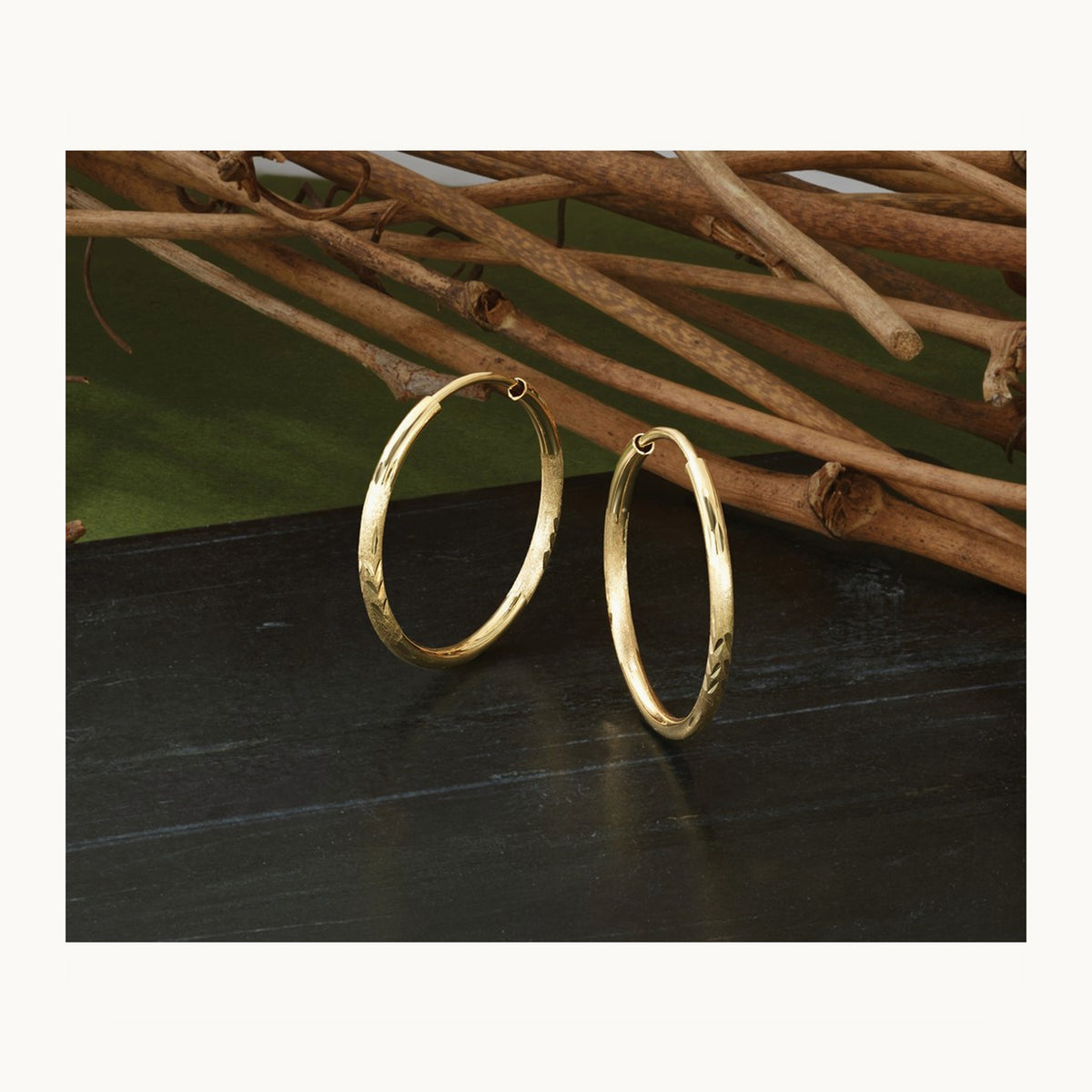 Satin Diamond-cut Endless Hoop Earrings — 20mm, 1.5mm