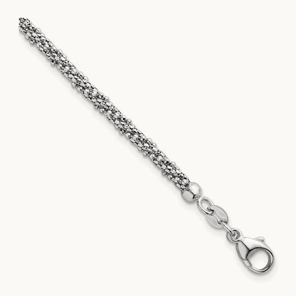 Textured Twisted Fancy Bead Bracelet, 3mm, 14K White