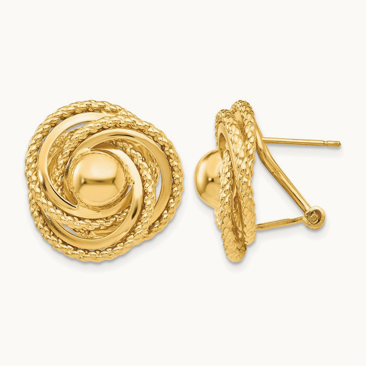 Polished & Twisted Fancy Omega Back Post Earrings, 14K