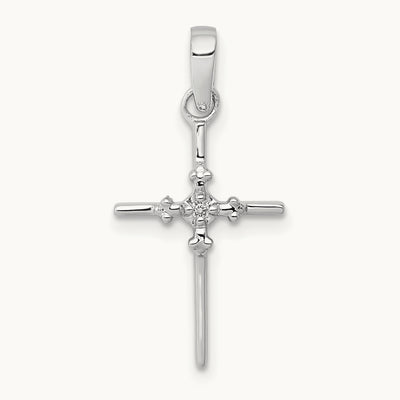 Diamond Polished Cross Pendant — 14K White Gold