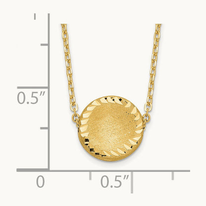 Brushed Polished & D/C Circle Necklace, 14K