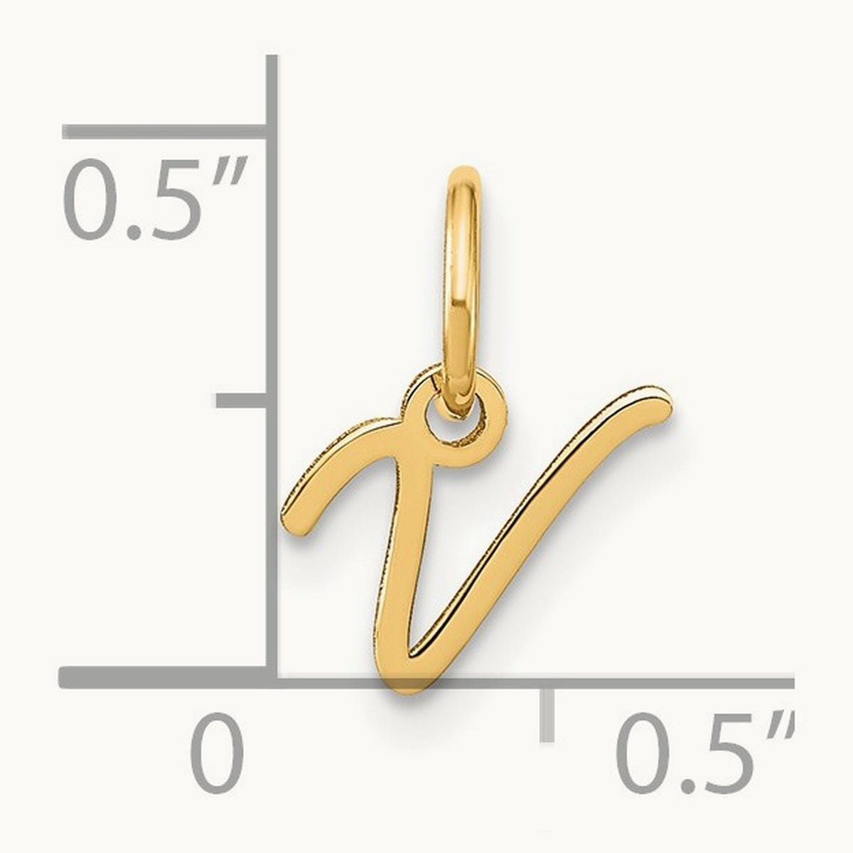 Upper case Initial Charm — 14K Yellow Gold, V