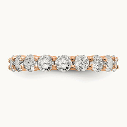 Polished Shared Prong 3ct Diamond Eternity Band, 14K Rose Gold