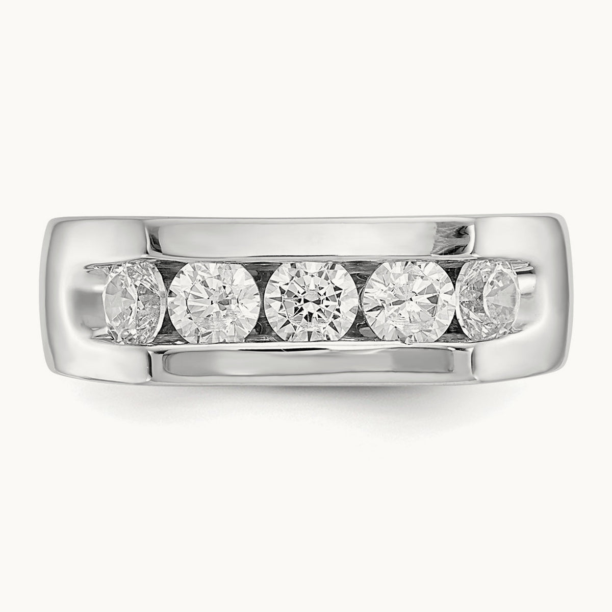 5-Stone Diamond Channel Band, 14K White Gold