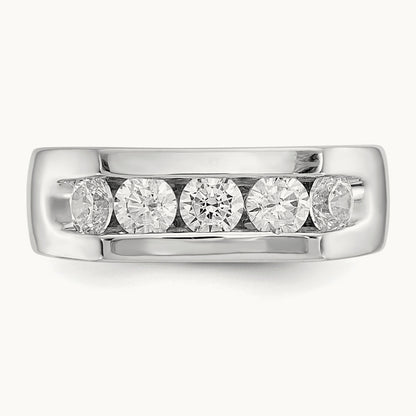 5-Stone Diamond Channel Band, 14K White Gold