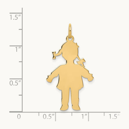 Plain Polished Large Girl Charm, 14K