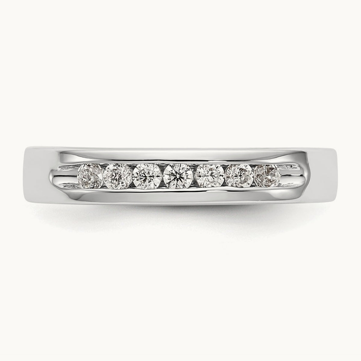 7-Stone Diamond Channel Band, 14K White Gold