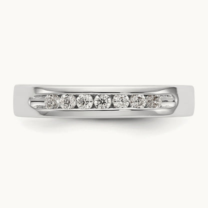 7-Stone Diamond Channel Band, 14K White Gold