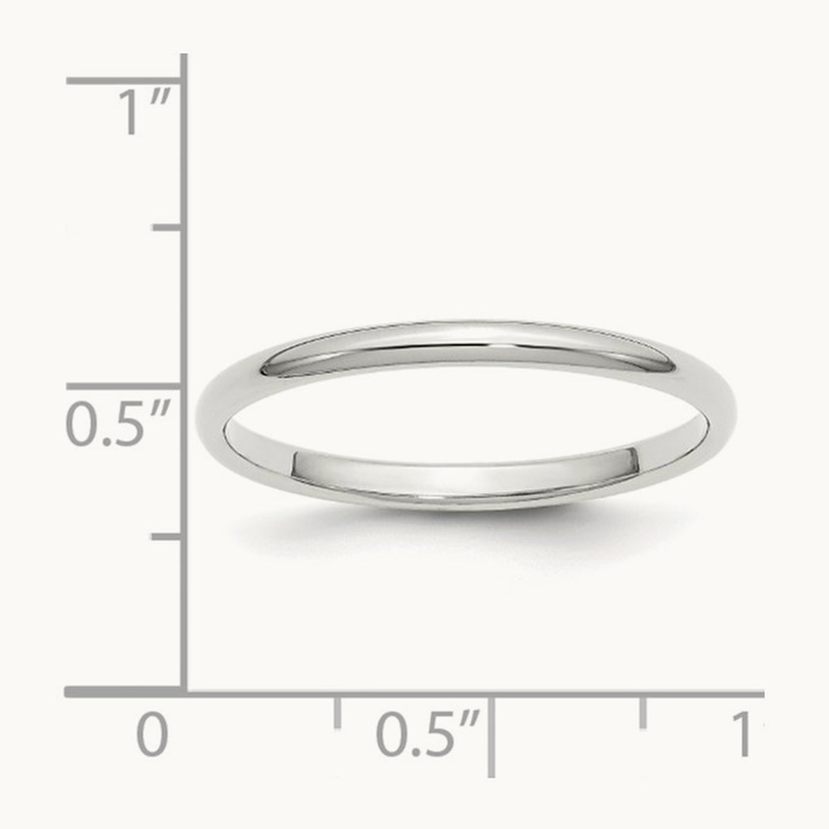 Half Round Band, 2mm, 10K White Gold