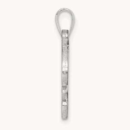 White Gold Script Letter P Initial Pendant, 14K White Gold