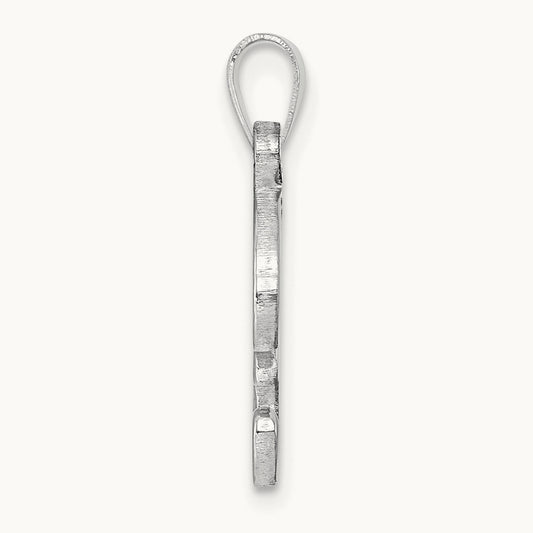 White Gold Script Letter P Initial Pendant, 14K White Gold
