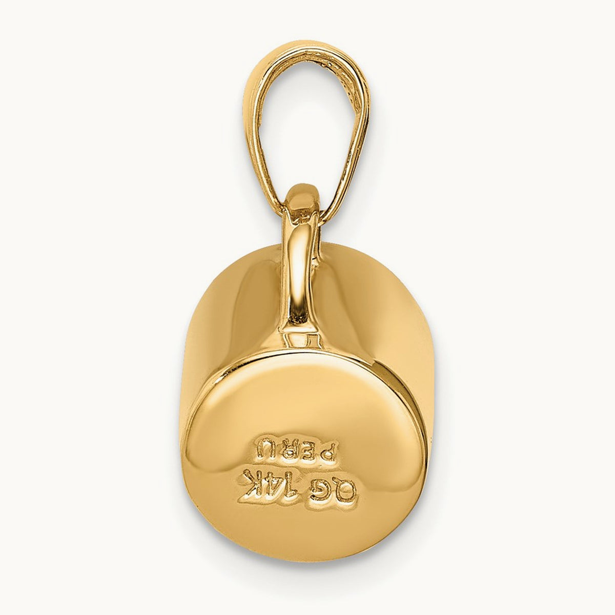 3D Enameled Coffee Cup Pendant, 14K