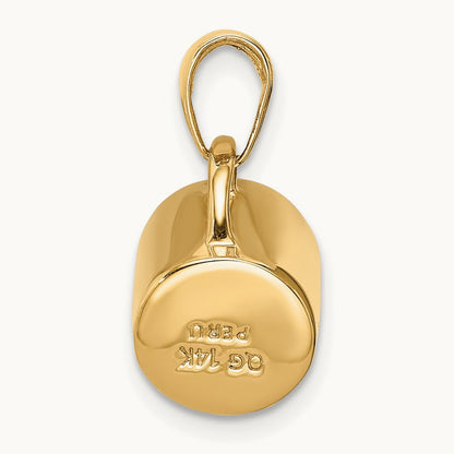 3D Enameled Coffee Cup Pendant, 14K