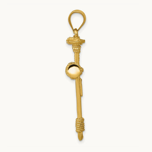Polished Nail Cross Pendant, 14K