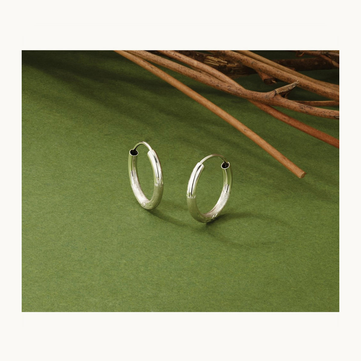Diamond-cut Endless Hoop Earrings — 12mm, 2mm