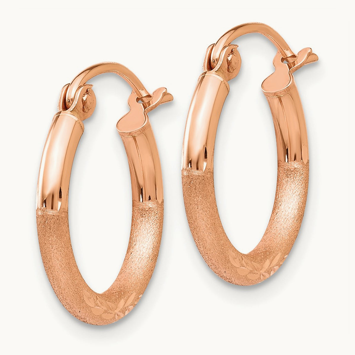 Lightweight Satin Diamond Cut Hoop Earrings — 15mm