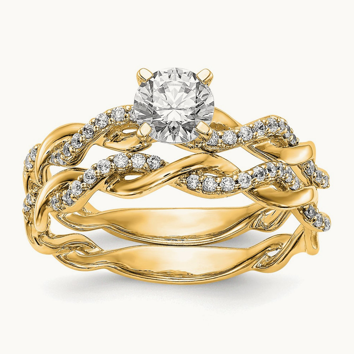 Peg Set Diamond Semi-mount Criss-Cross Eng Ring, 14K Yellow Gold