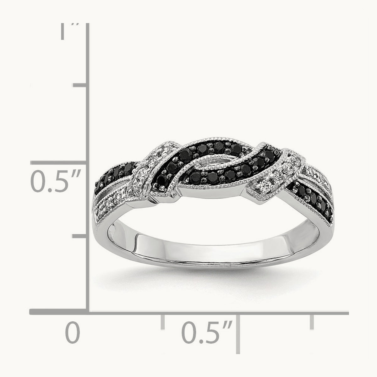 w/Black Rhodium White and Black Diamond Ring, 14K White Gold