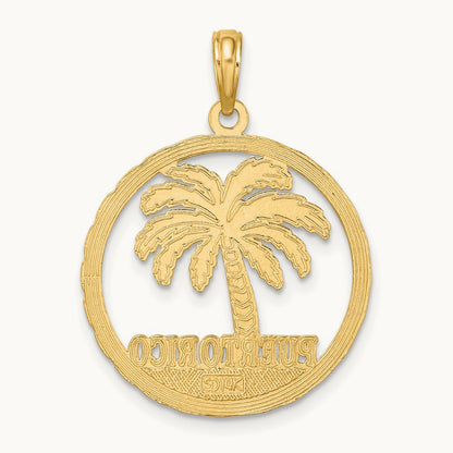 PUERTO RICO Palm Tree Charm, 14K