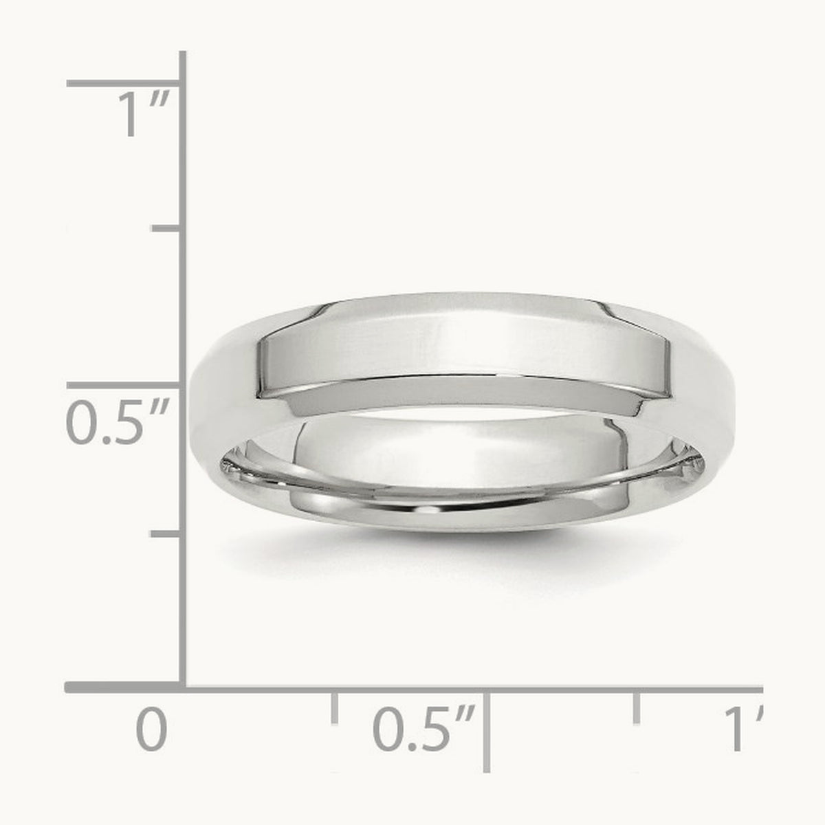 Bevel Edge Comfort Fit Band, 5mm, 10K White Gold