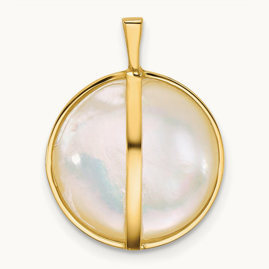 14- Saltwater Cultured Mabe Pearl Pendant, 15mm, 14K