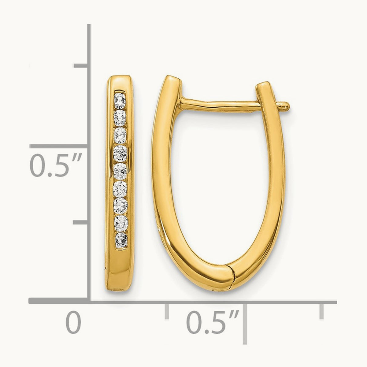 Diamond Oval Hinged Hoop Earrings — 14K Yellow Gold, 11mm