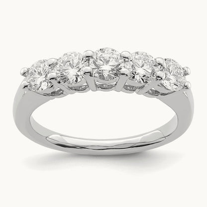 5-Stone Diamond Band, 14K White Gold