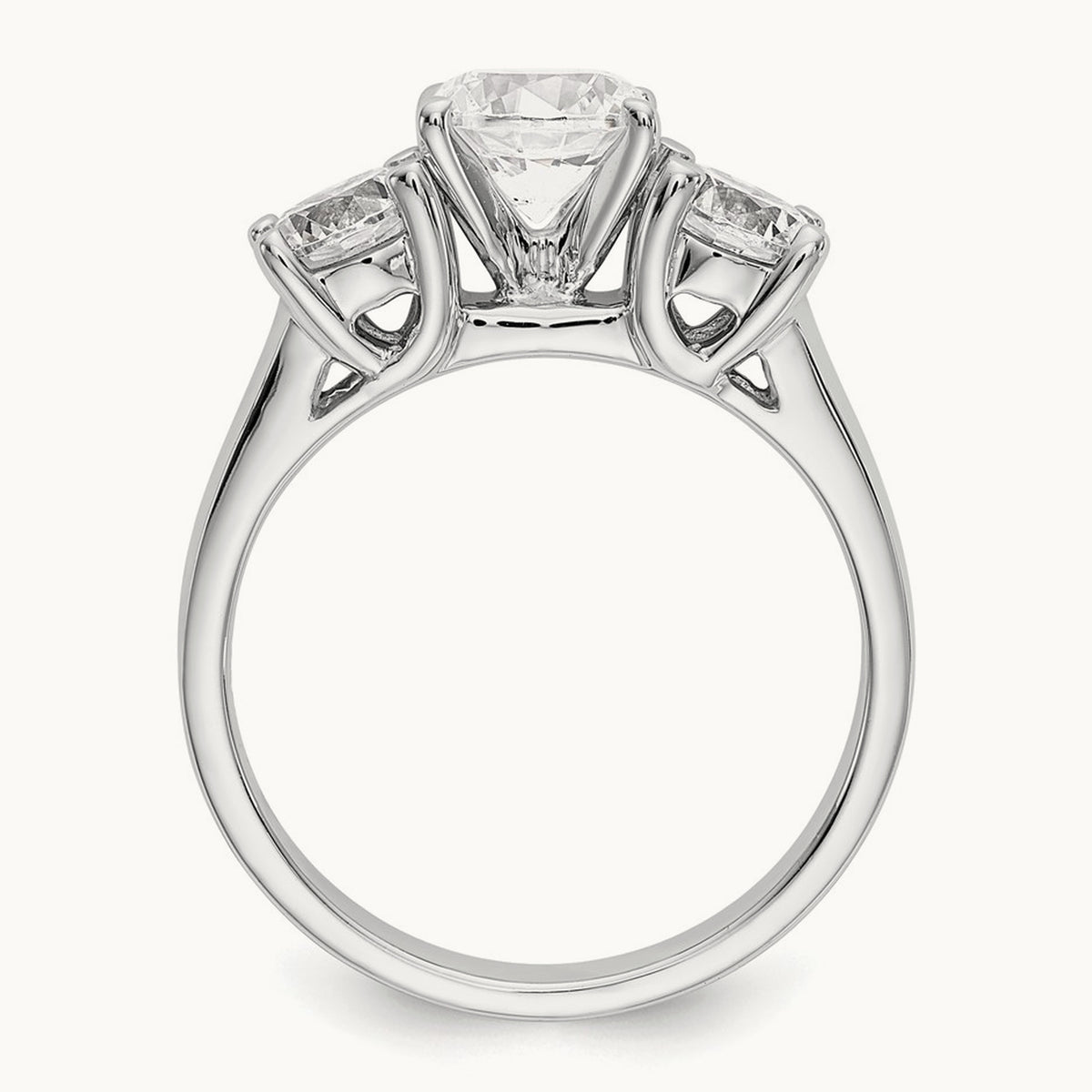 3-Stone Diamond Peg Set Semi-mount Engagement Ring, 14K White Gold