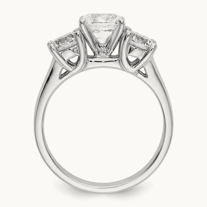 3-Stone Diamond Peg Set Semi-mount Engagement Ring, 14K White Gold