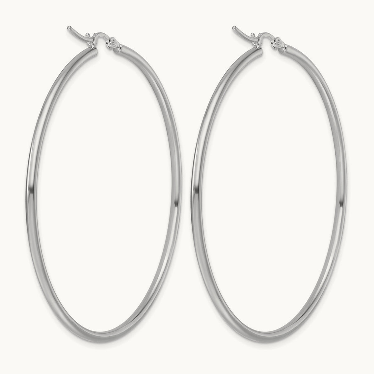 Polished Hinged Hoop Earrings — 10K White Gold