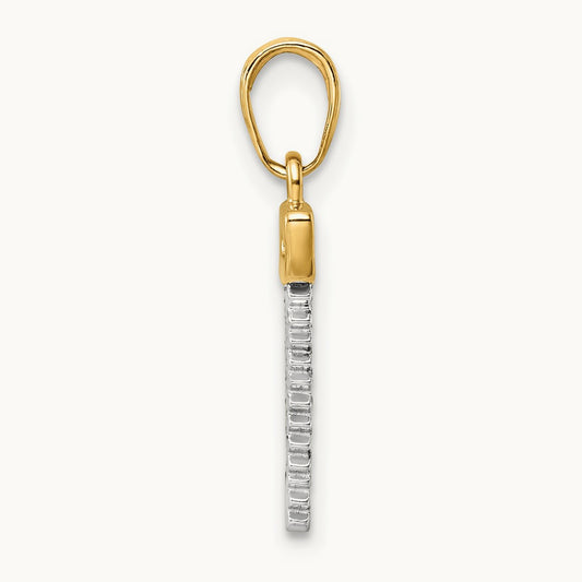 D/C Saw Pendant, 14K with White Rhodium