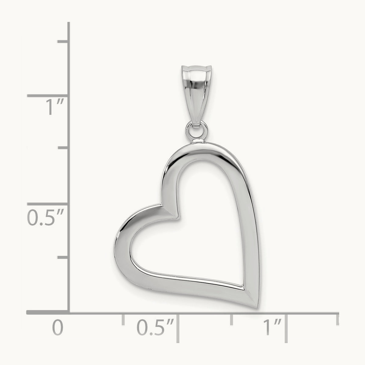 Polished Hollow Heart Pendant, 14K White Gold