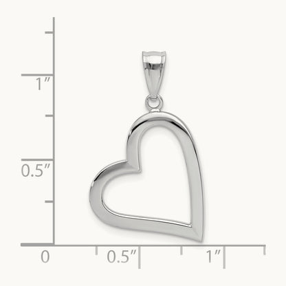 Polished Hollow Heart Pendant, 14K White Gold