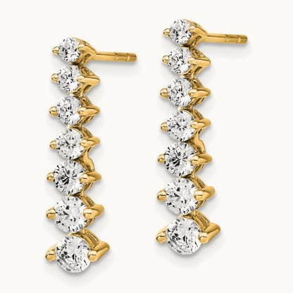 Graduating Drop Post Earrings, 1.50 ct tw Lab-Grown Diamond — 14K Yellow Gold