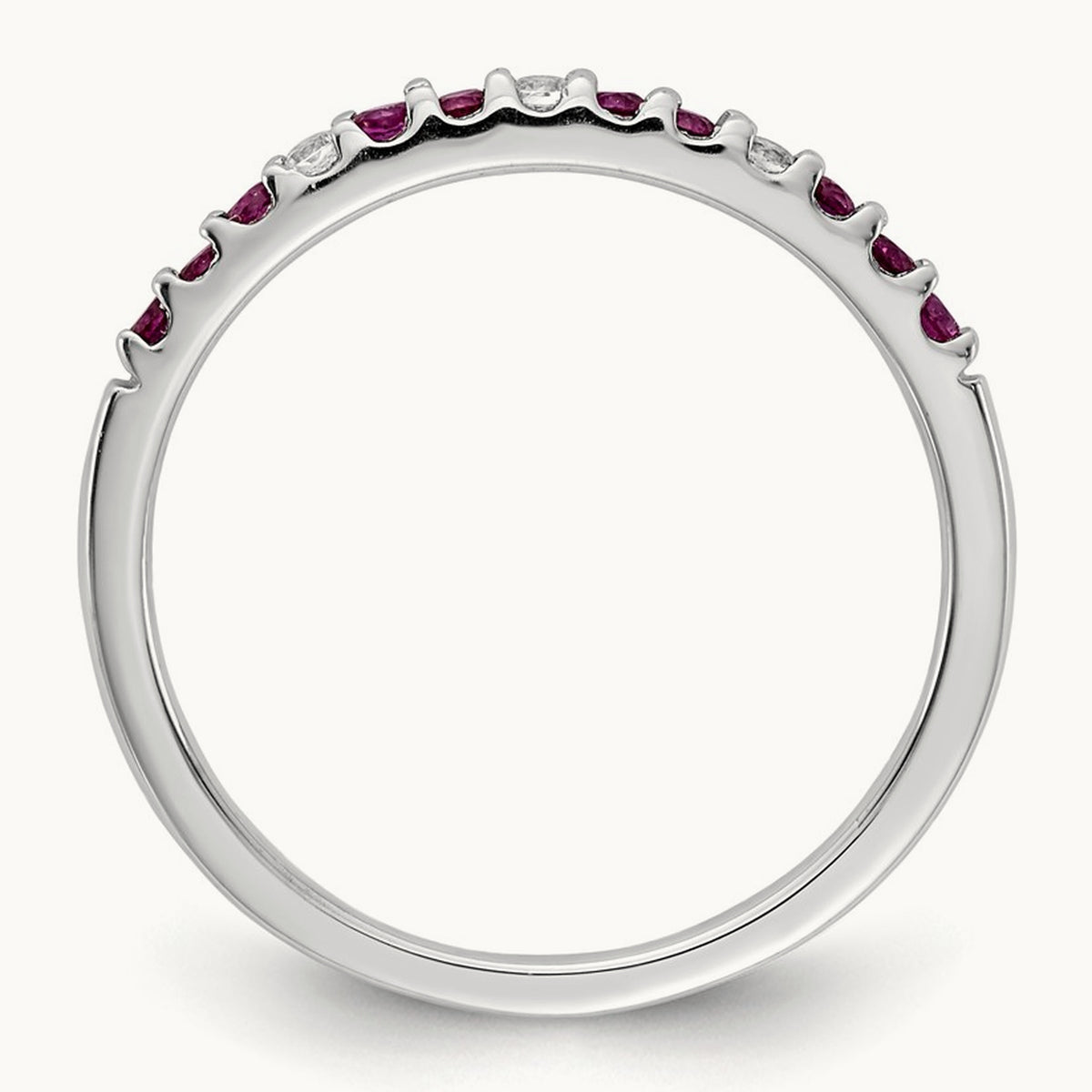 Diamond and Ruby Band, 14K White Gold