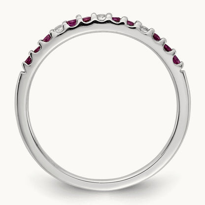 Diamond and Ruby Band, 14K White Gold