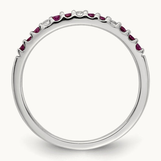 Diamond and Ruby Band, 14K White Gold