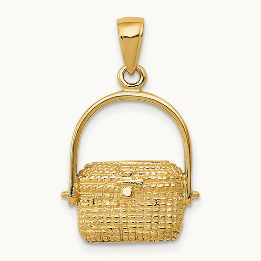 Large Nantucket Basket Pendant, 14K