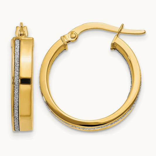 Polished Glimmer Infused Hoop Earrings — 14K Yellow Gold, 20mm