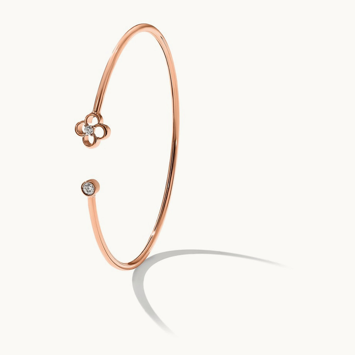 Floral Flexible Bangle, 0.15 ct tw Lab-Grown Diamond — 14K Rose Gold