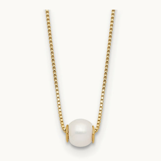 4- Round White Freshwater Cultured Pearl 18in Necklace, 5mm, 14K