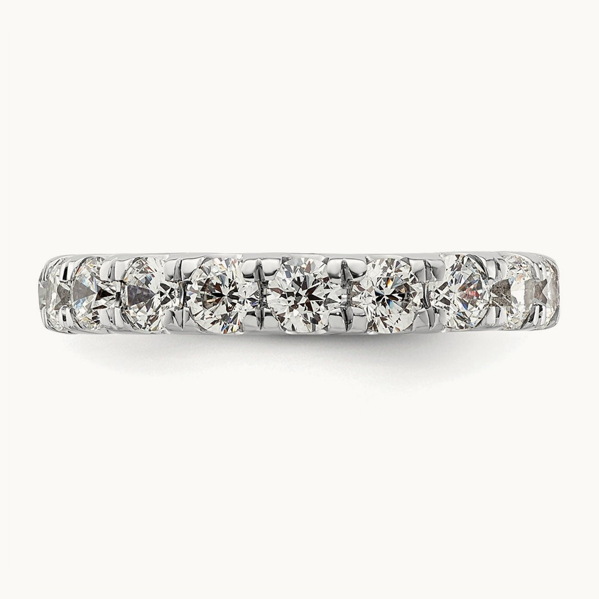 Polished U Shared Prong Diamond Eternity Band, 2.00 ct tw — 14K White Gold