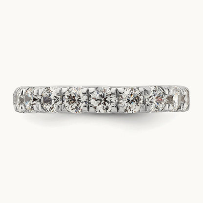 Polished U Shared Prong 2ct Diamond Eternity Band, 14K White Gold