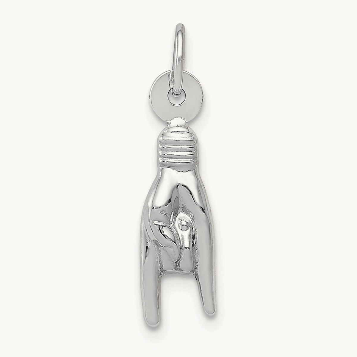 3D Rock On Sign Charm — 14K White Gold