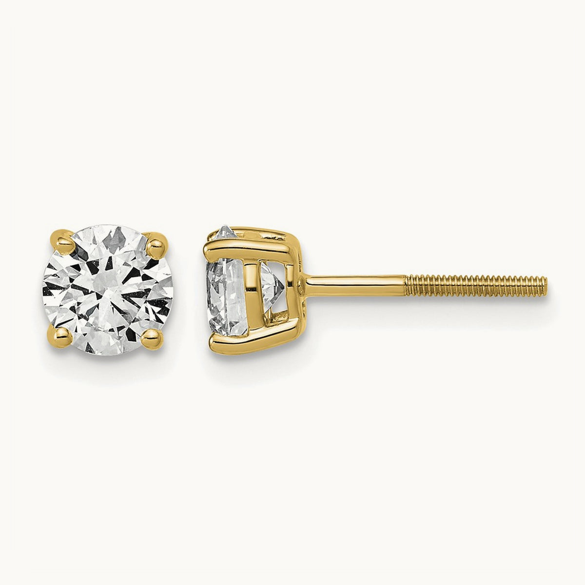 Lightweight Screwback Earrings, 0.25-4.00 ct tw Lab-Grown Diamond — 1 1/2 ct, 14K Yellow Gold