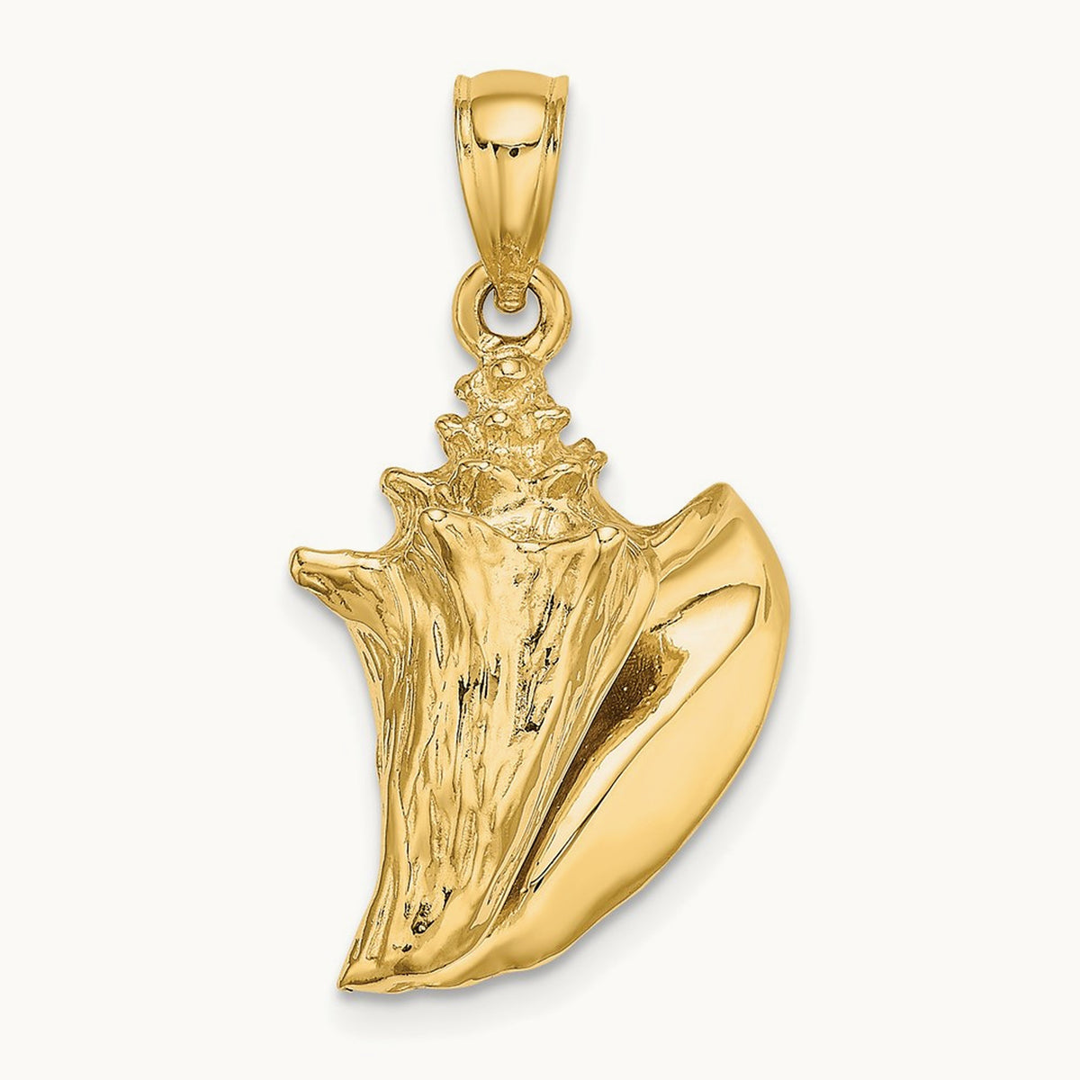3-D Conch Shell Charm — 14K Yellow Gold, 26mm