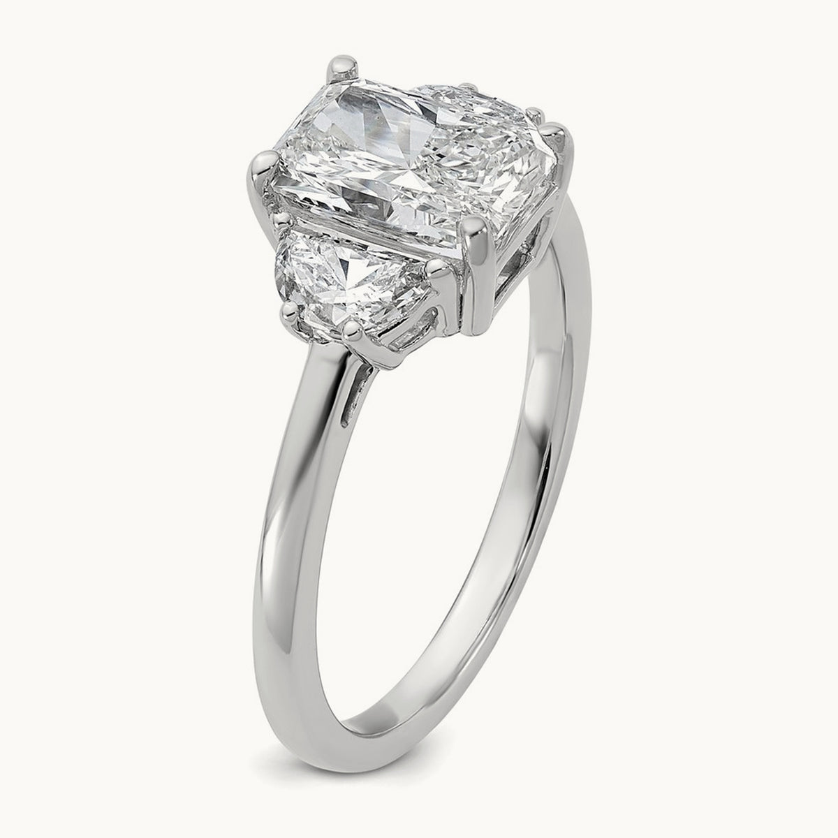 Radiant & 1/2 Moon Engagement Ring, 1.25-4.00 ct tw Lab-Grown Diamond — 2 ct, 14K White Gold